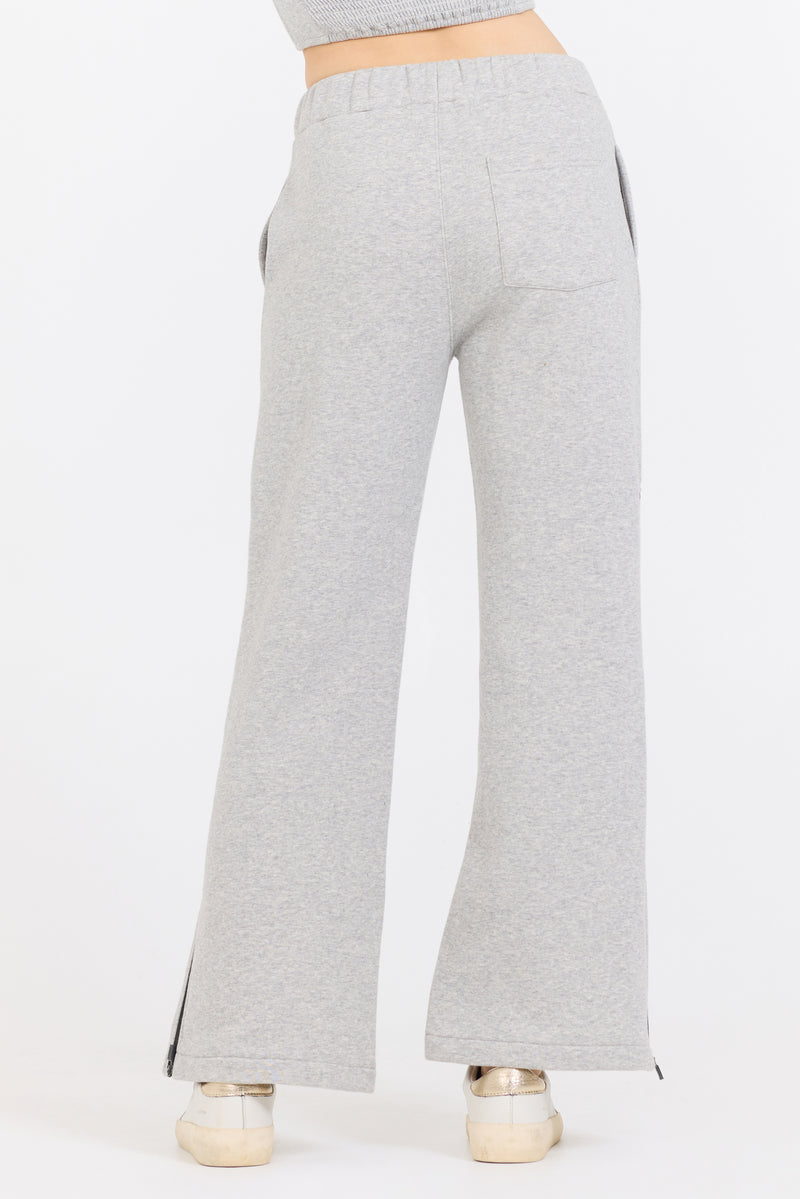 Pure Grey Contrast Black Zipper Flare Pant