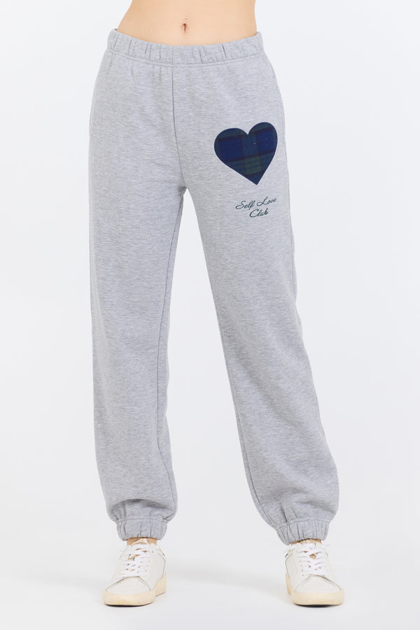 Heather Grey Essential Fleece Jogger W/ Self Love Club Jogger