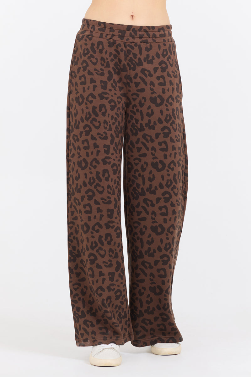 Leopard Printed Cloud Fleece Flare Leg