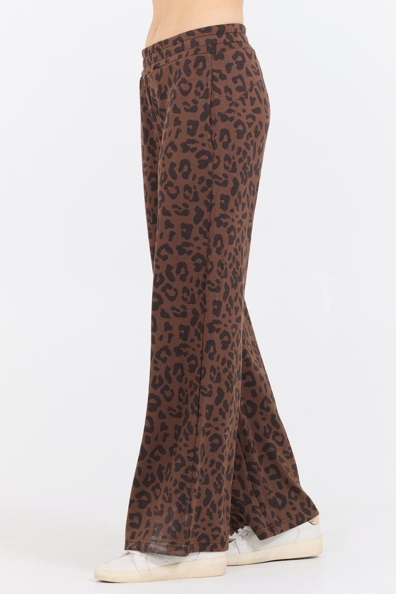 Leopard Printed Cloud Fleece Flare Leg