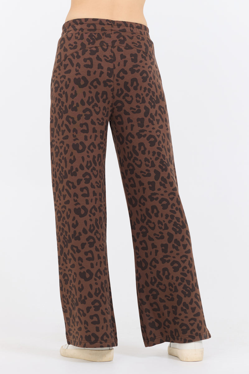 Leopard Printed Cloud Fleece Flare Leg