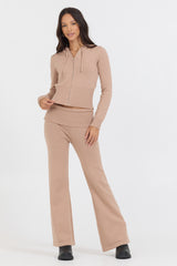 Salted Caramel Slim Fit Knit Fold Over Flare Pant