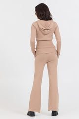 Salted Caramel Slim Fit Knit Fold Over Flare Pant