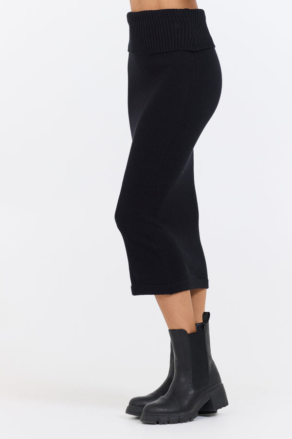 Black Knit Midi Skirt