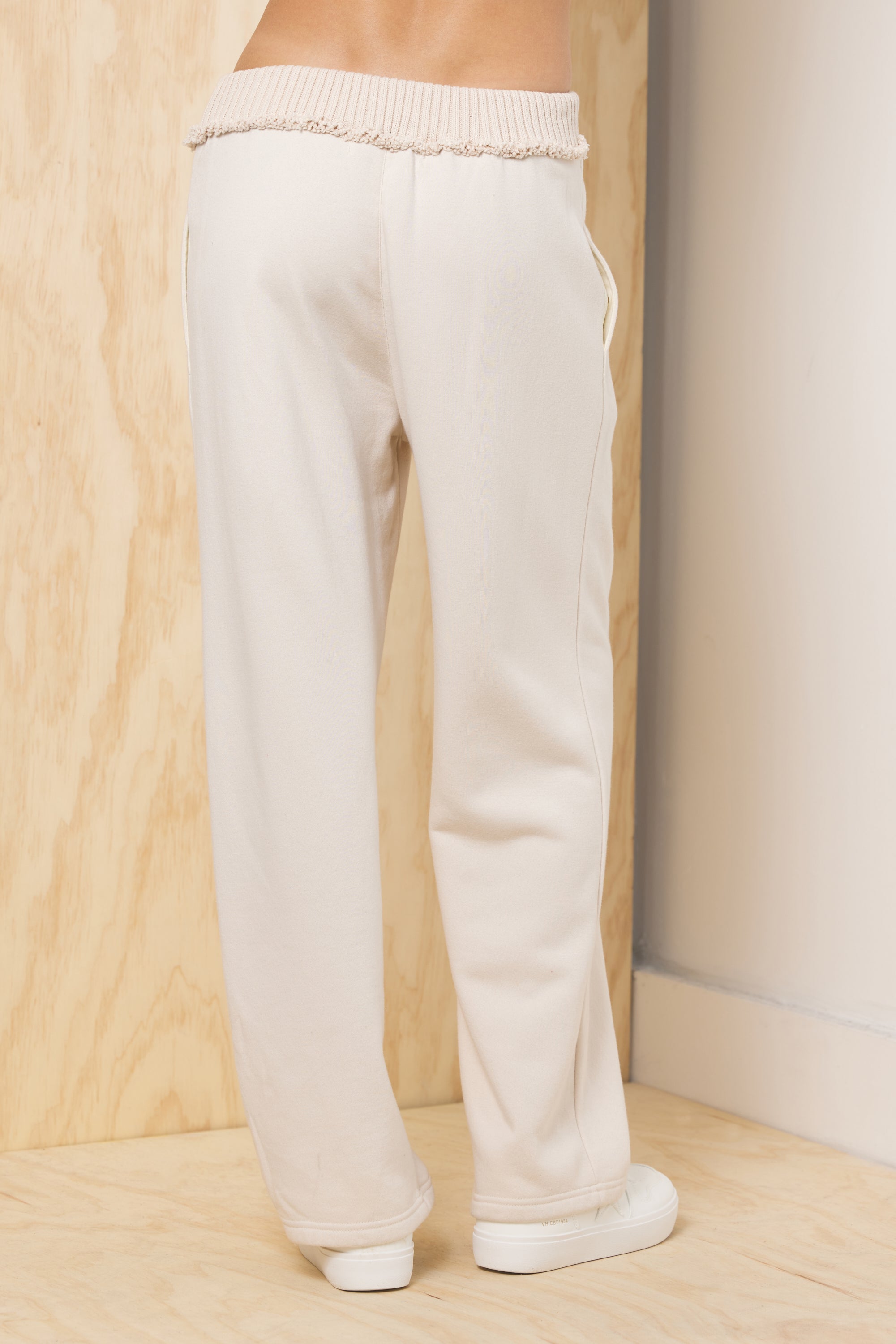 Fleece Pant with Rib Waistband - Bone