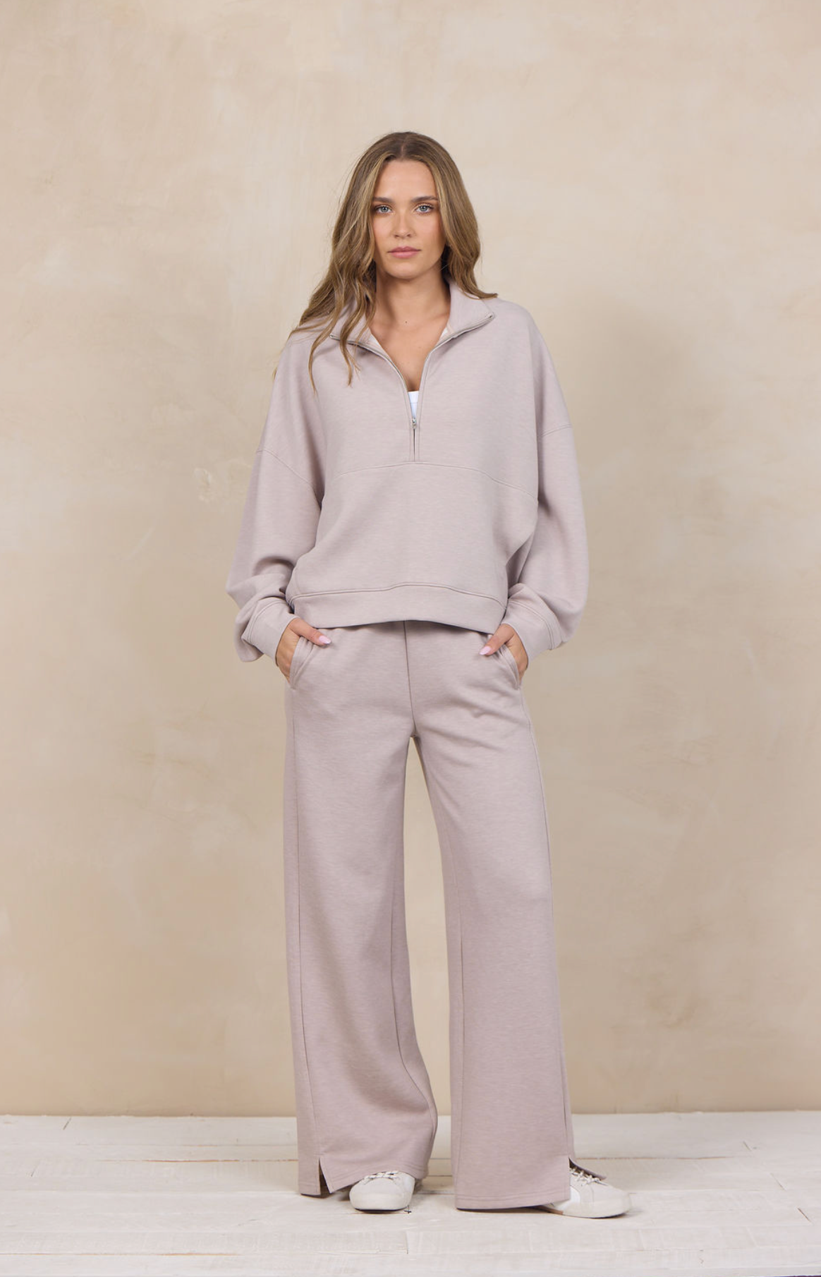 Heather Oatmeal Cloud Fleece Quarter Zip