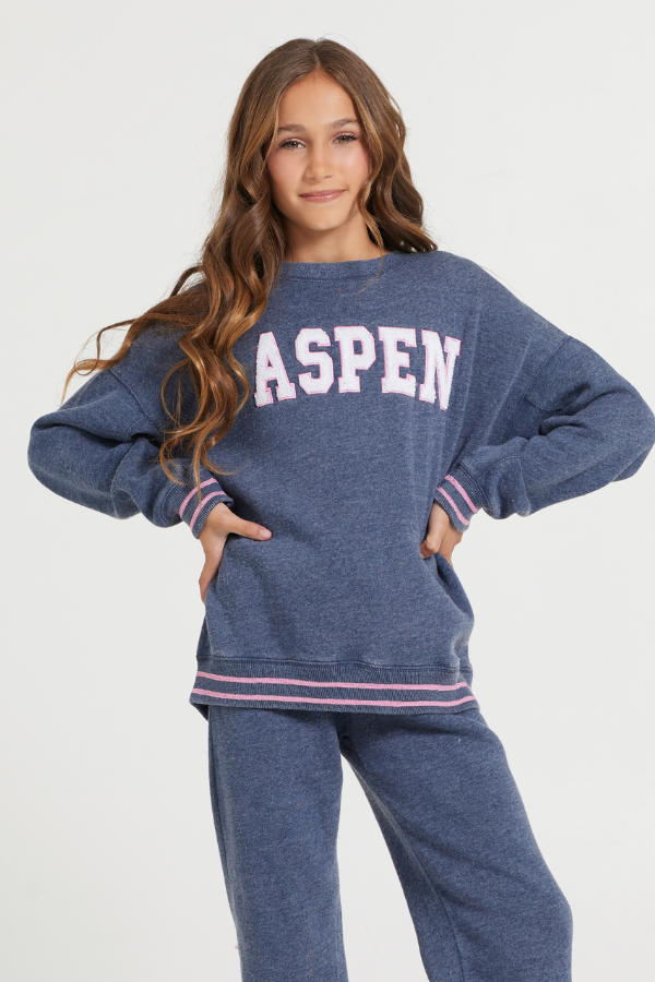 Kids Navy Aspen Patch Crew