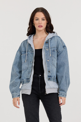 Washed Denim Fleece Jacket