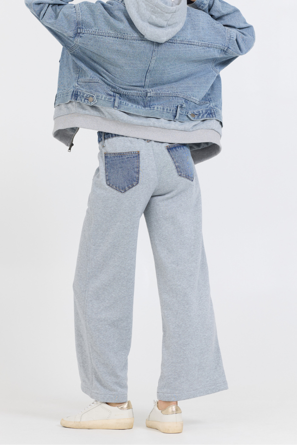 Washed Denim Fleece Pants