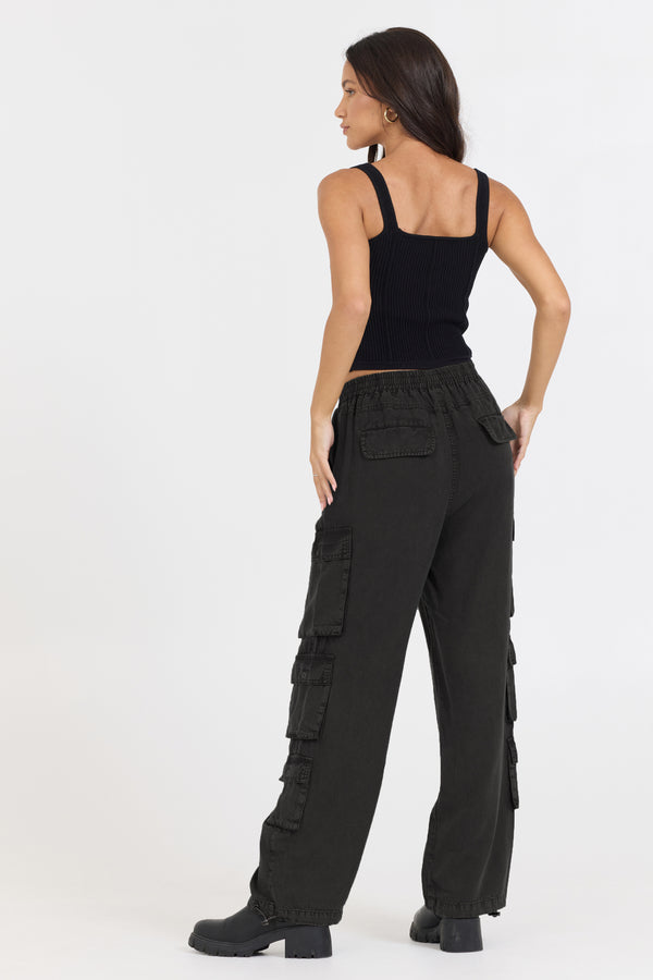 Black Tencel Cargo Pant