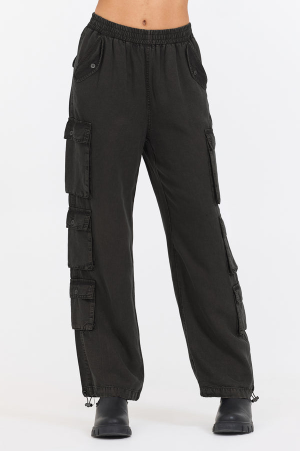 Black Tencel Cargo Pant