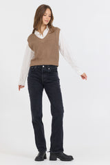 Toffee W/ White Twofer Cropped Sweater Vest