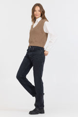 Toffee W/ White Twofer Cropped Sweater Vest