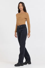 Caramel Distressed Off Shoulder Sweater