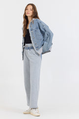 Washed Denim Fleece Pants