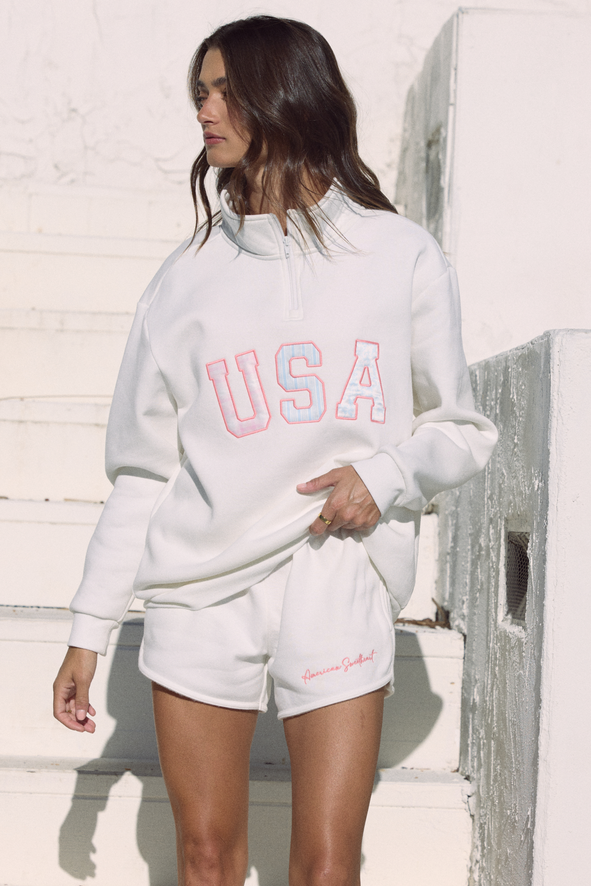 Fleece Quarter Zip with USA Applique