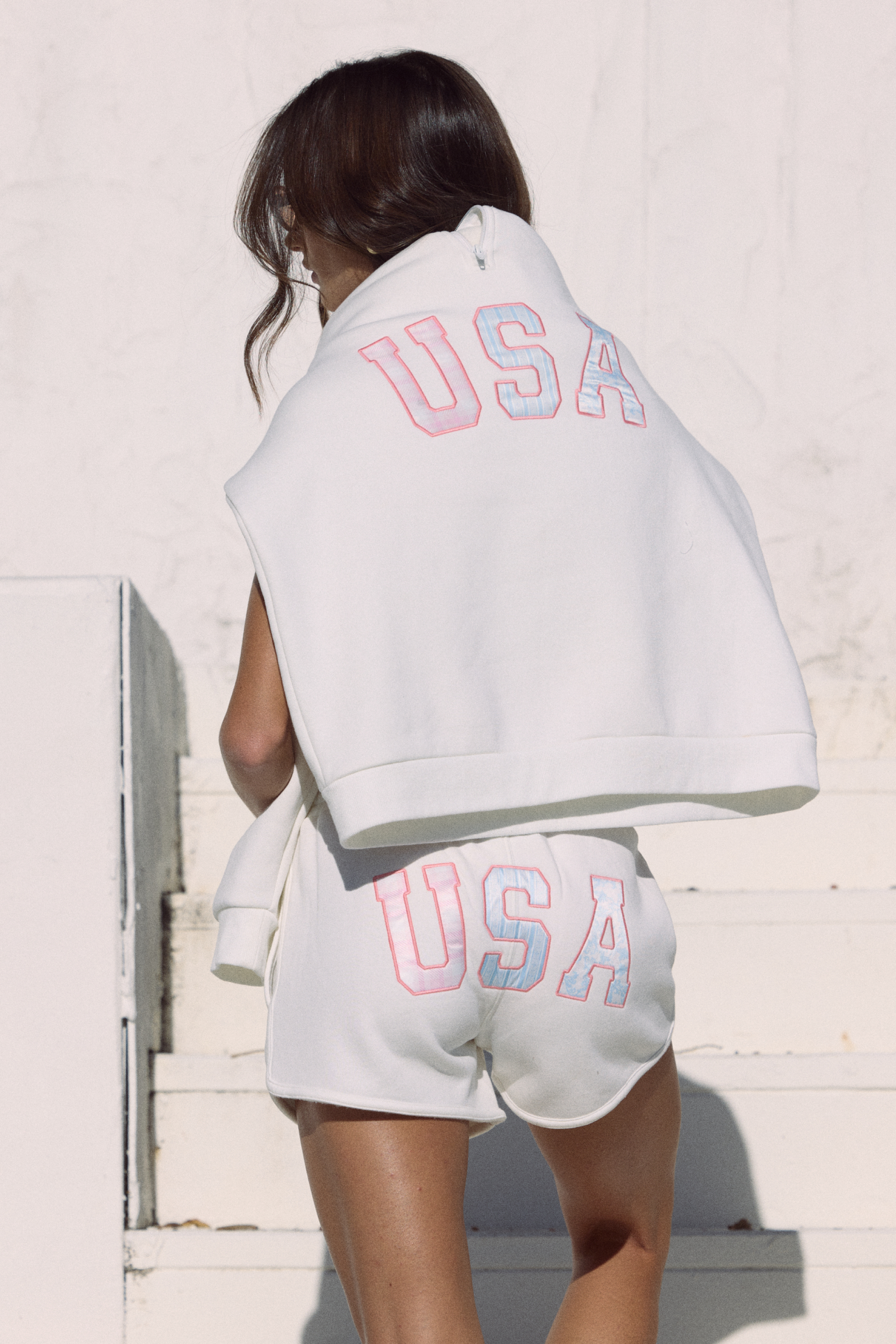 Fleece Shorts with USA Applique
