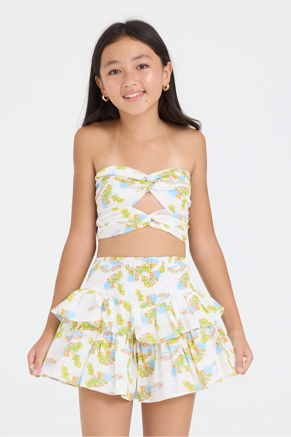 Kids Smocked Waist Ruffle Skort