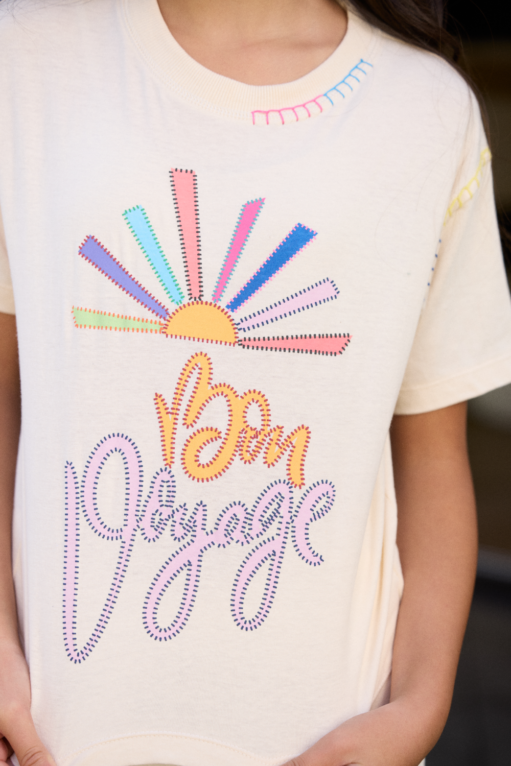Kids White Bon Voyage Stitch Tee