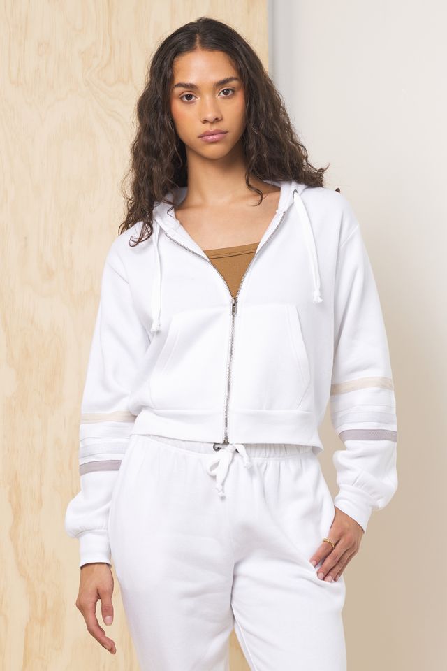 Stripe Burnout Fleece Zip-Up