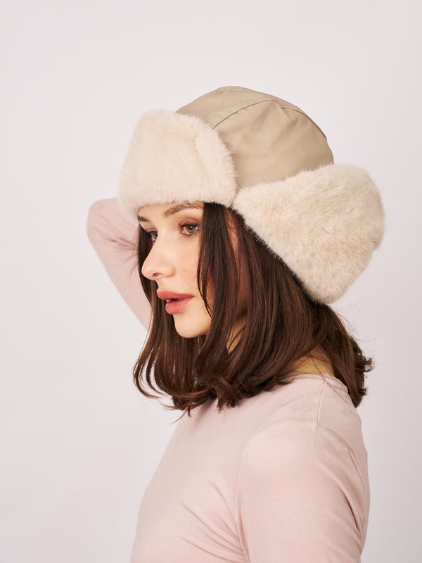 FUR TRAPPER HAT - CREAM