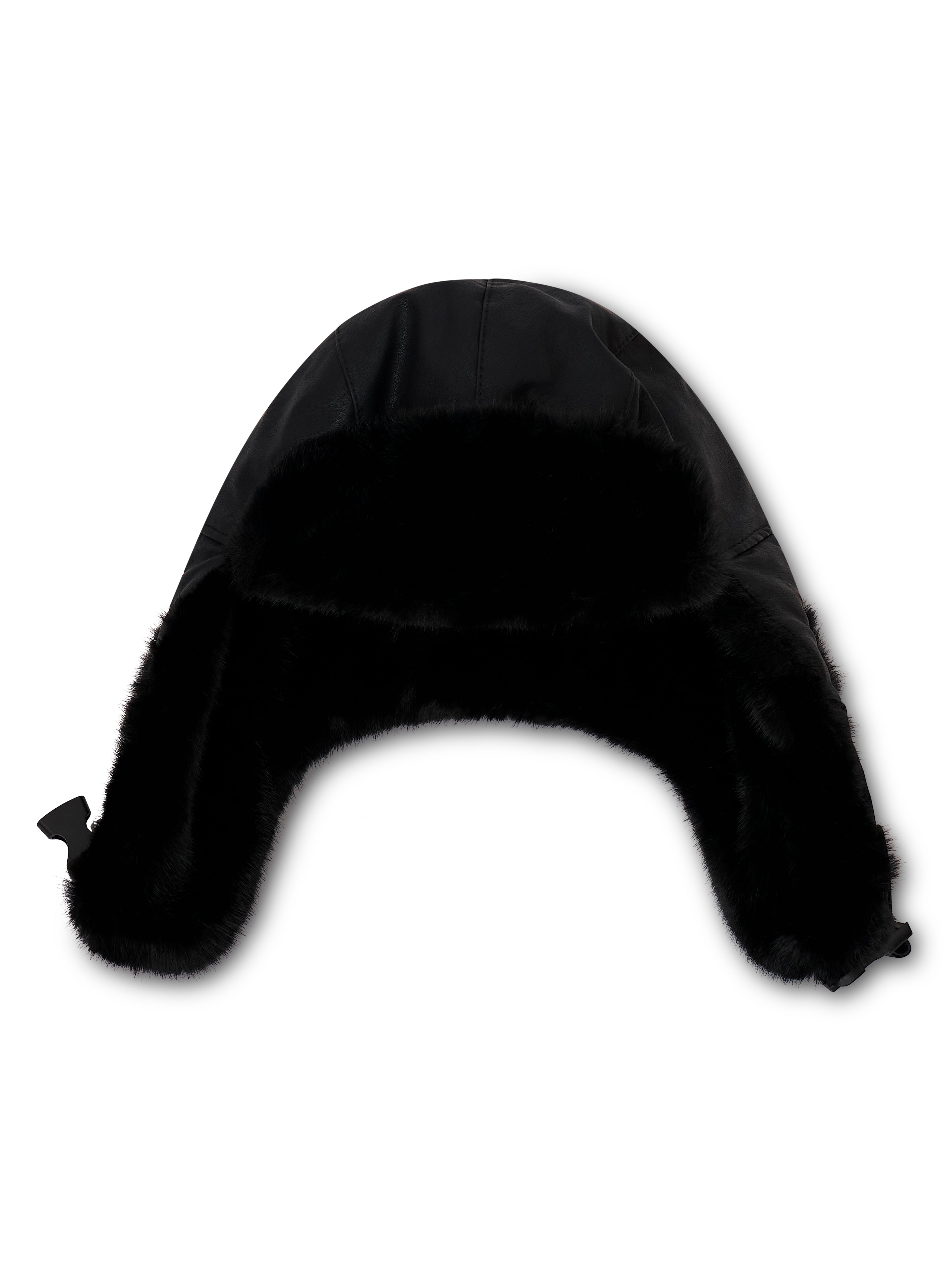 FUR TRAPPER HAT - BLACK