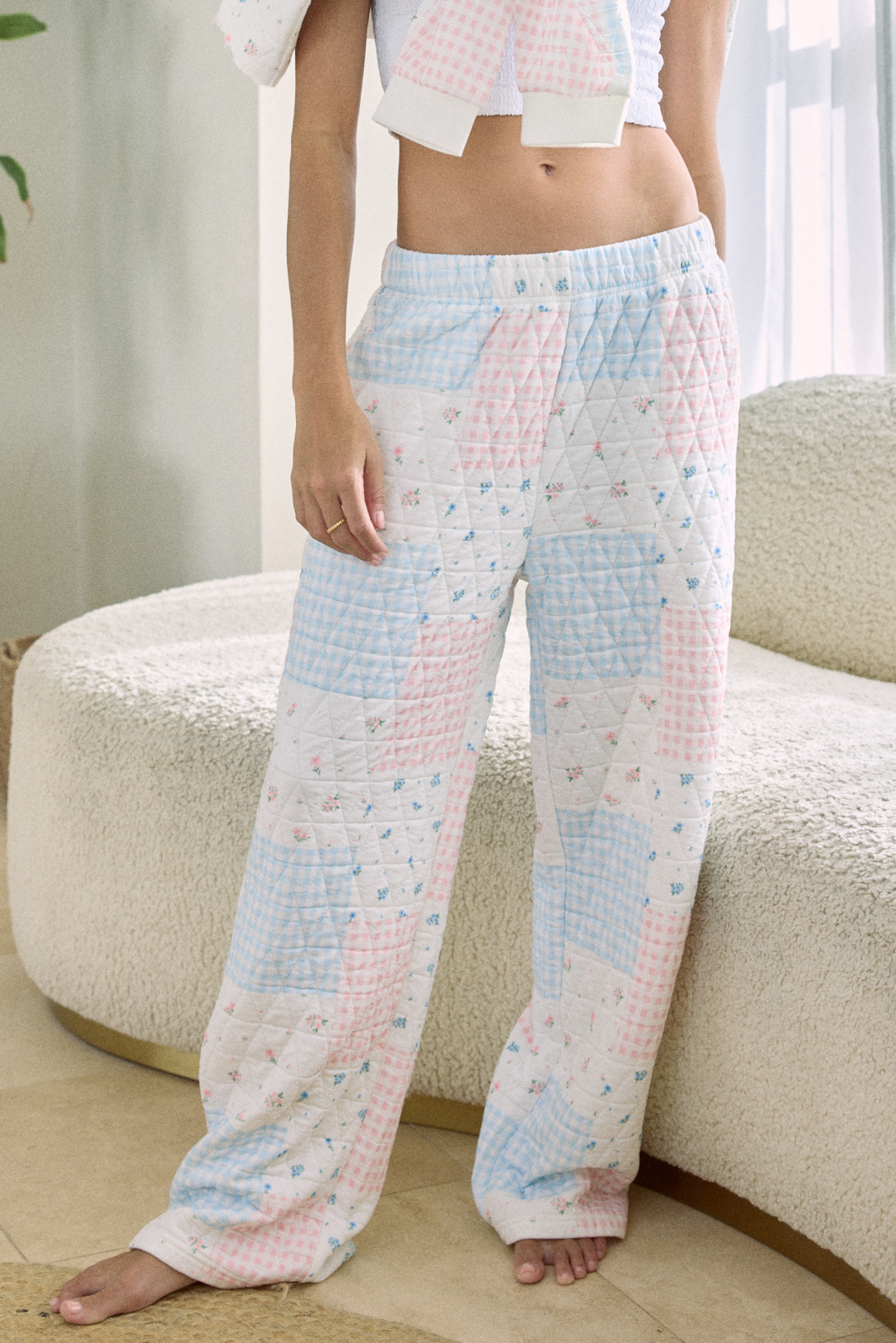 Printed Quilt Wide Leg Pant