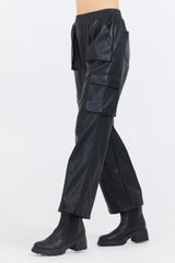 Black Leather Cargo Pants