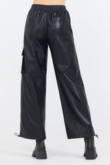 Black Leather Cargo Pants