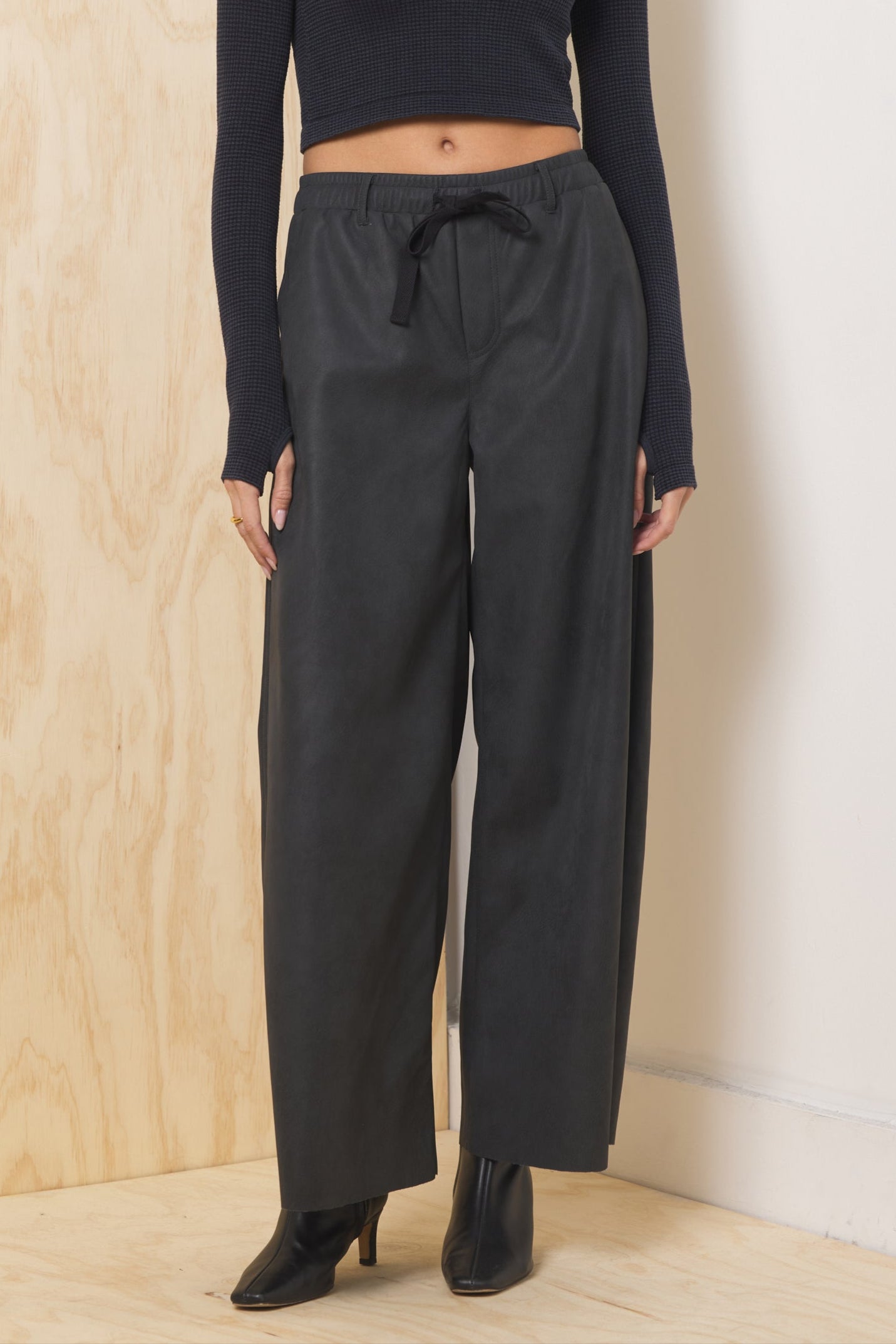 Faux Leather Wide Leg Pant