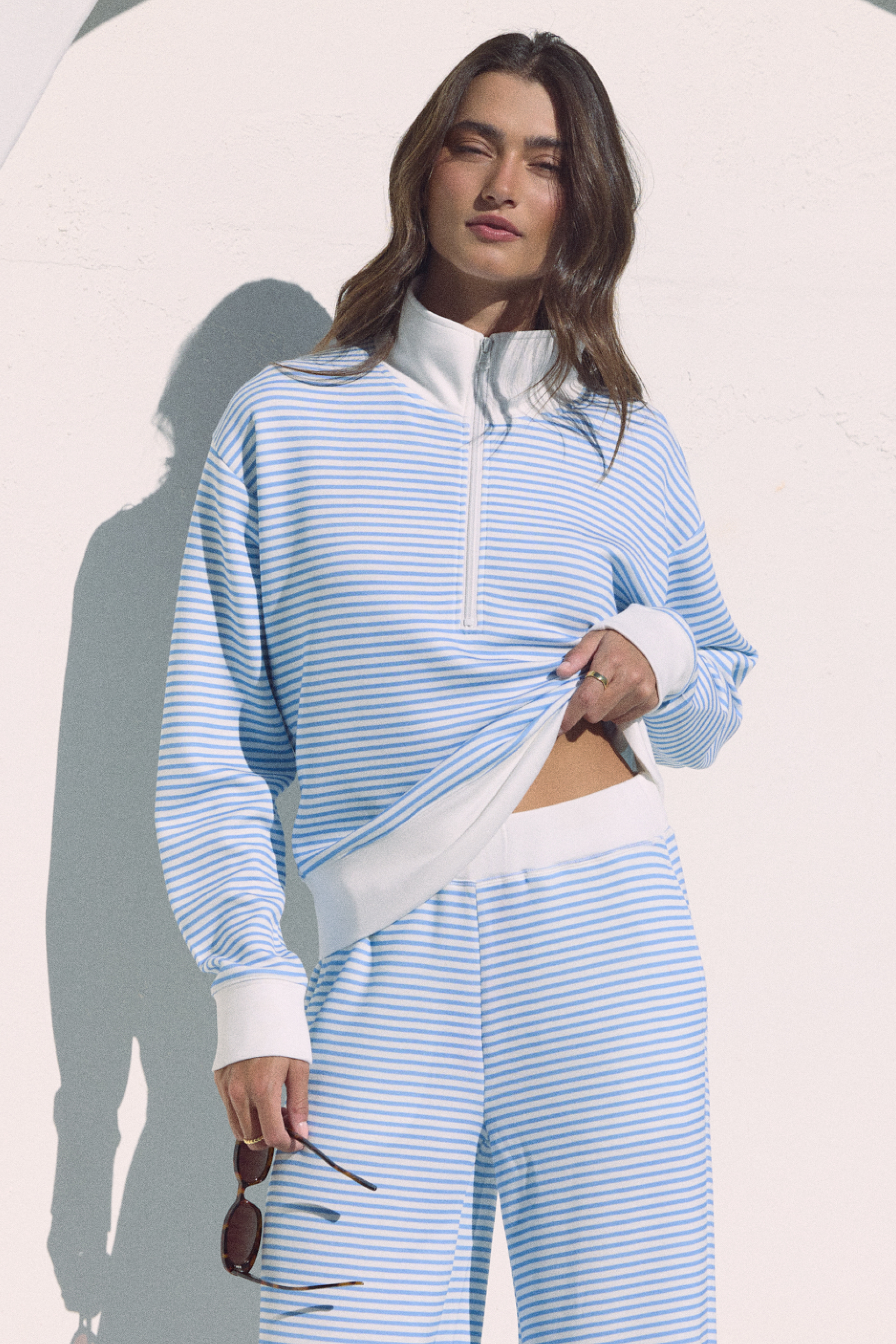 Striped Cloud Fleece Quarter Zip