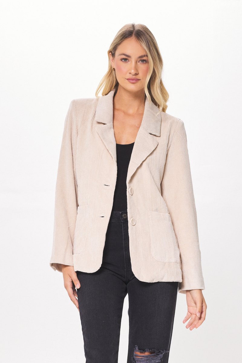 Washed Taupe Crinkle Cord Blazer
