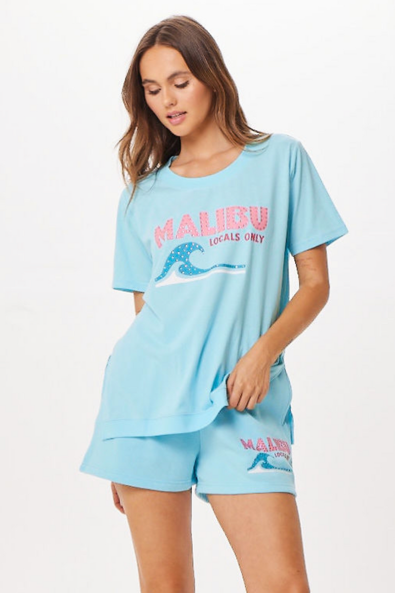 Haut Résille Manches Longues Malibu Sugar Bleu - Taille 7-14 Ans, Neuf (lavé Une Fois), Parfait Pour L'été