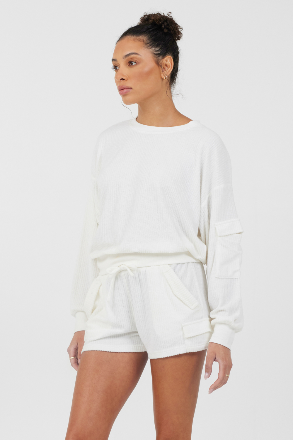 White Cord Terry Crewneck