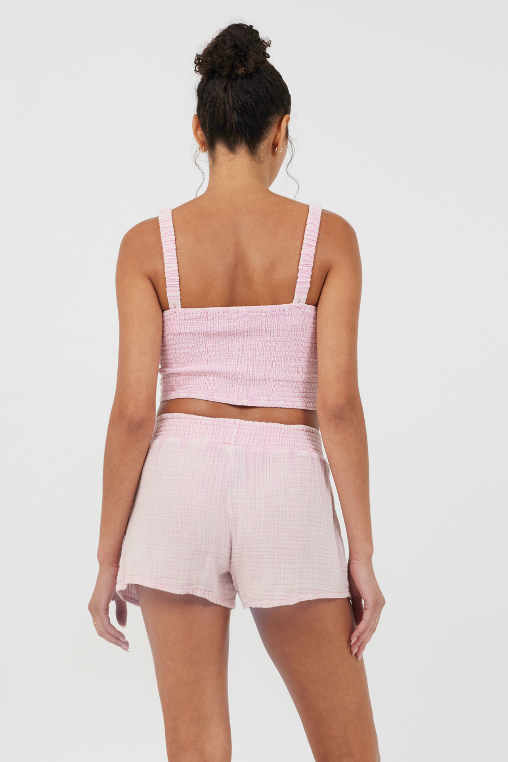 Washed Pink Gauze Cropped Tank
