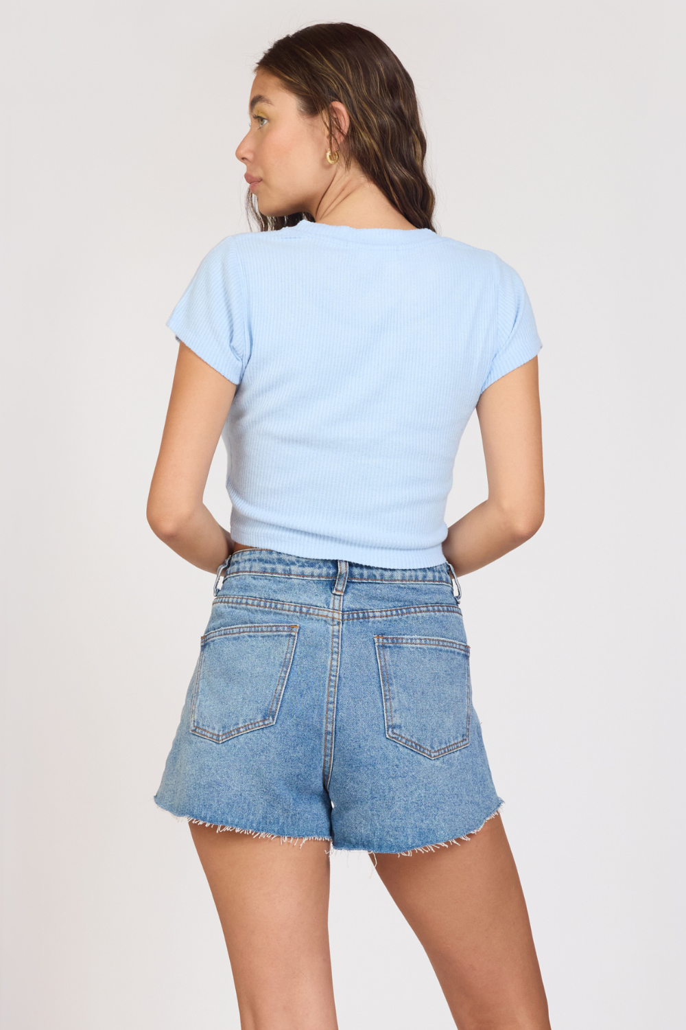"Surf LA" Surfside Blue Rib Hacci Cropped Tee