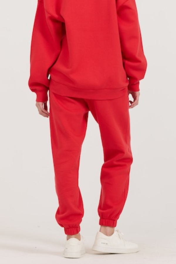Red/ Black/ Light Grey Garment Dye Jogger W/ Screen Print