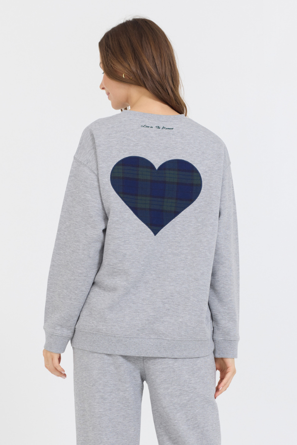 Heather Grey Essential Fleece Crew W/ Self Love Club Crewneck