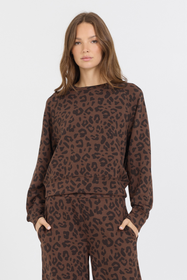 Leopard Printed Cloud Fleece Crewneck