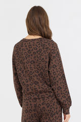 Leopard Printed Cloud Fleece Crewneck