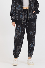 Black Bandana Printed Fleece Jogger