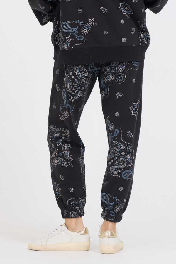 Black Bandana Printed Fleece Jogger