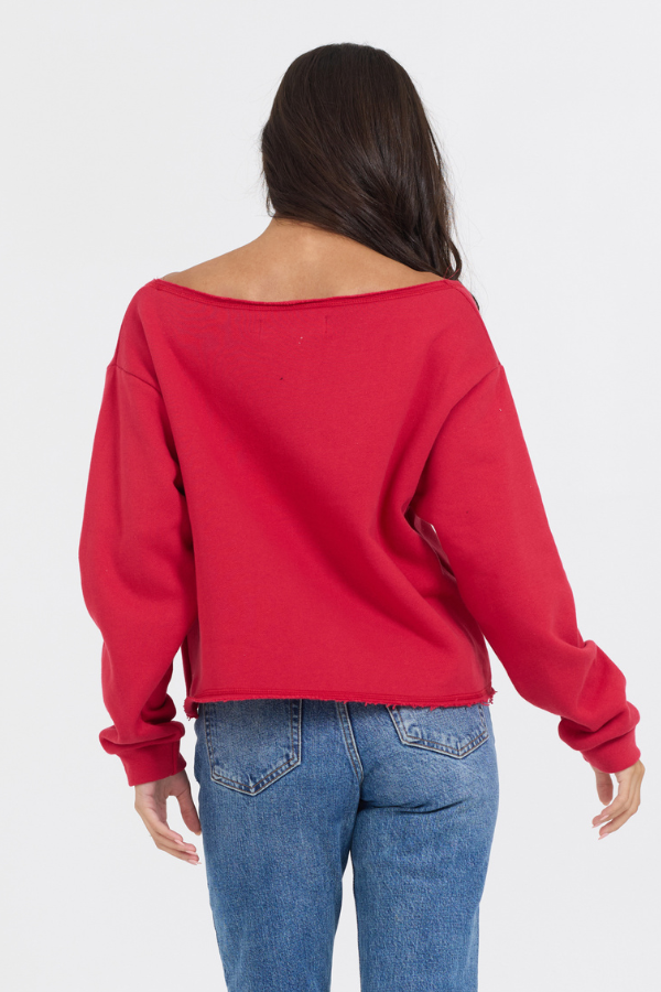 Red Off Shoulder Graphic Top