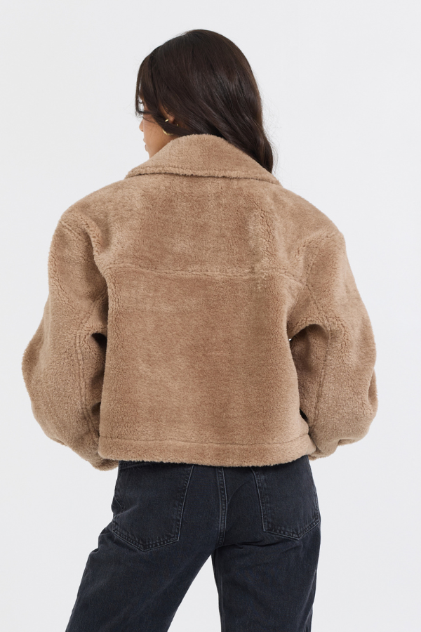 Butter Cookie Sherpa Jacket W/ Quilted Pockets