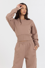 Caramel Latte Brushed Fleece Corset Crew