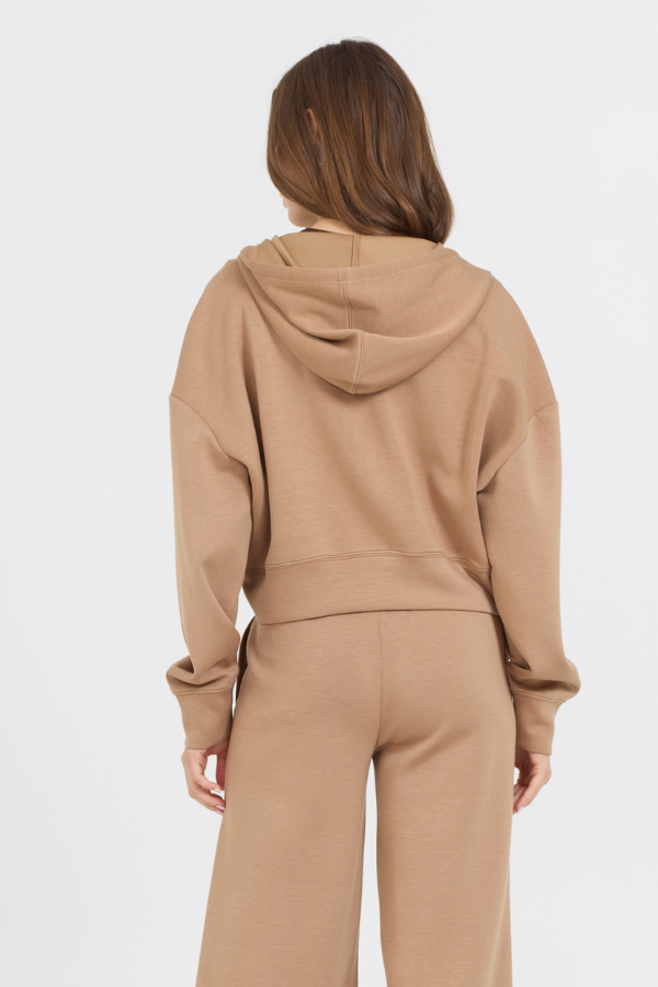 Caramel Cloud Fleece Crop Zip Up