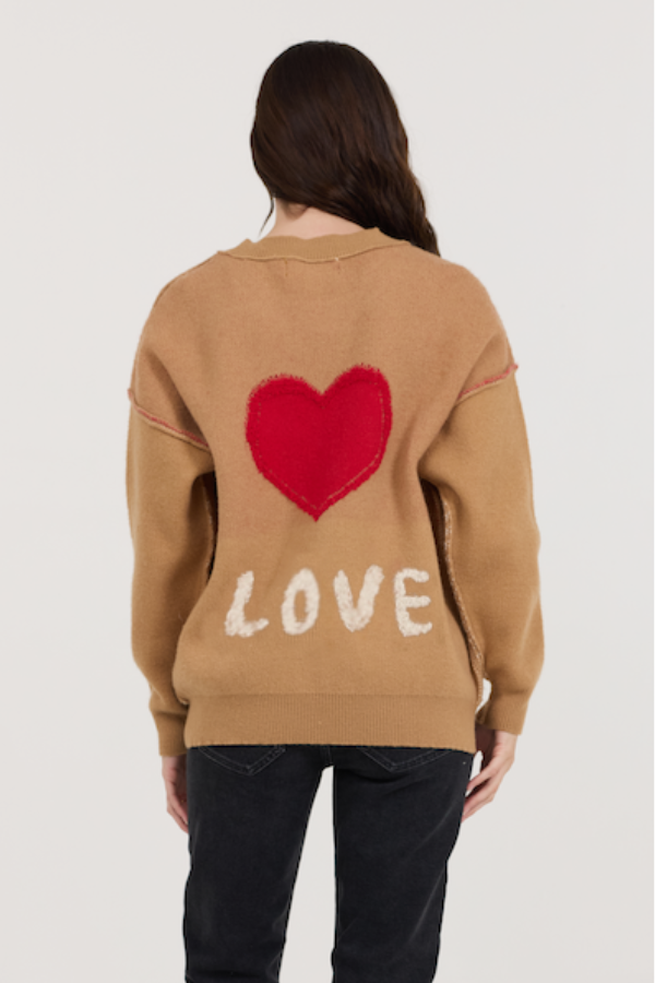 Camel/Red/Ivory Love Sweater