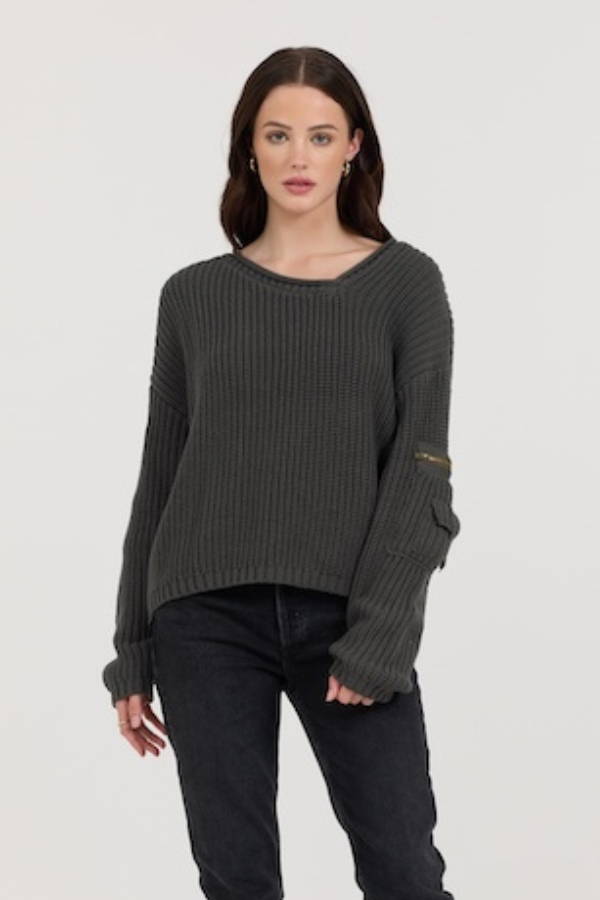 Gravel Asymmetrical Utility Sweater