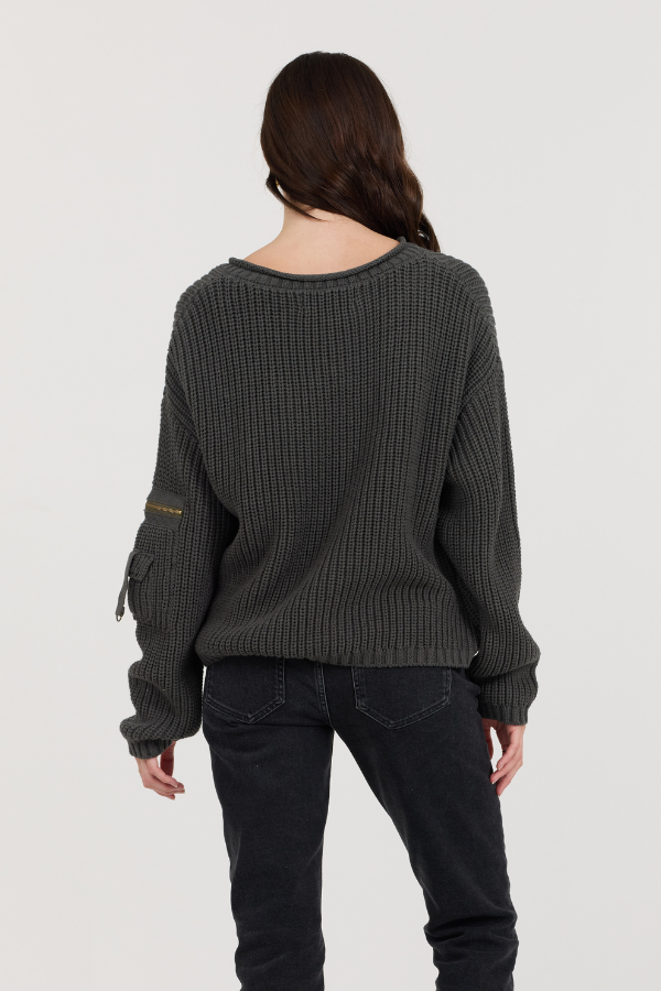 Gravel Asymmetrical Utility Sweater