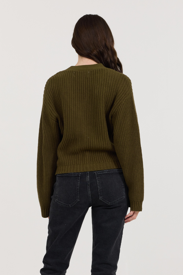 Deep Olive Fitted Utilty Cardigan